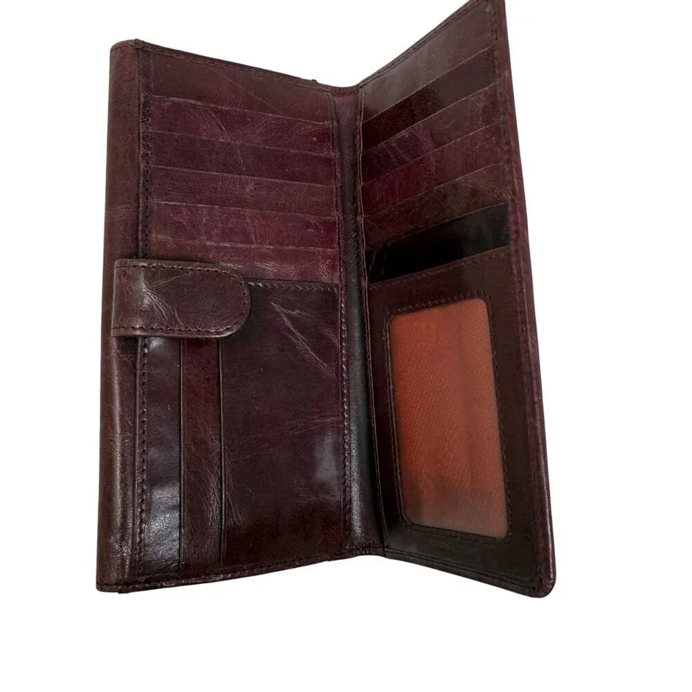 Vintage Sophia Visconti Burgundy Leather Wallet Card Slots Snap Closure Bifold